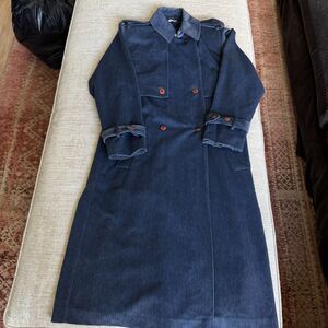 Central Park International CPI Vintage Blue Cotton Blend Trench Coat SZ 12
